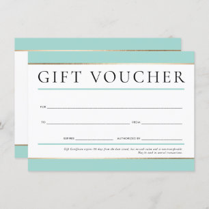 GIFT VOUCHER Moderne elegante Business-Minze grün Einladung