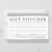GIFT VOUCHER Moderne, elegante und neutrale Graust Einladung (Vorderseite)