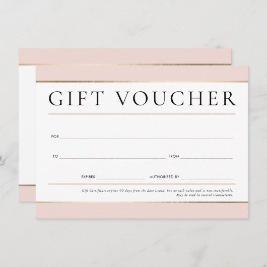 GIFT VOUCHER Modernes elegantes Business-Rosa in R Einladung (Vorne/Hinten)