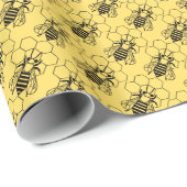 Gift Wrap - Biene auf Honeycomb Geschenkpapier (Rolleneckpunkt)