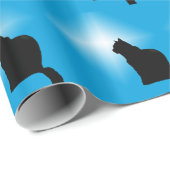 Gift Wrap - Black Cat Silhouette und Star Geschenkpapier (Rolleneckpunkt)