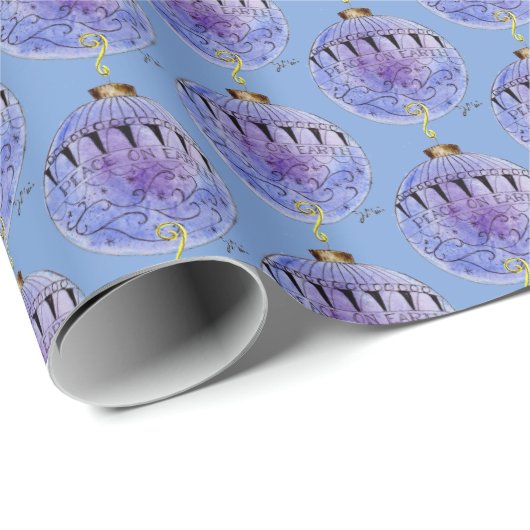Gift Wrap - Blue Tree Ornament Geschenkpapier (Rolleneckpunkt)