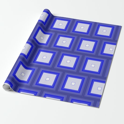 Gift wrap - Concentric Squares in Blue Tones Geschenkpapier (Ungerollt)
