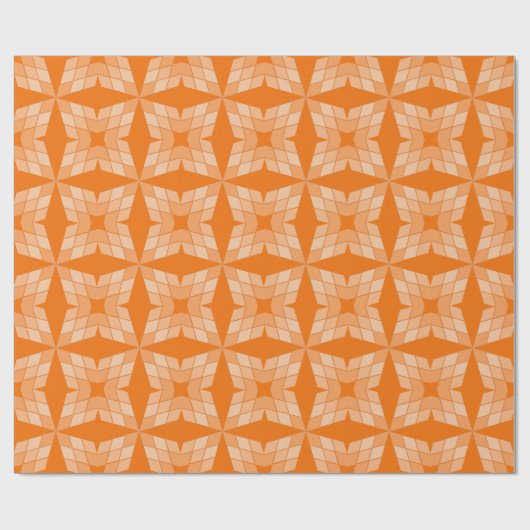 Gift Wrap - Diamantblätter auf Orange Geschenkpapier (Flach)