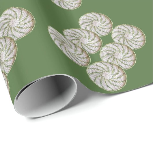 Gift Wrap - Green Spiral on White Circle Geschenkpapier (Rolleneckpunkt)