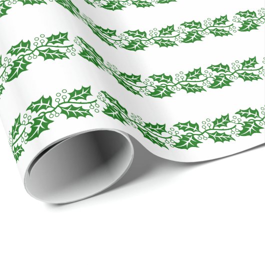 Gift Wrap - Holly-Blätter Geschenkpapier (Rolleneckpunkt)