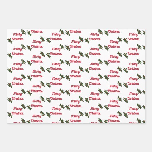 Gift Wrap - Holly-Blätter und Berries Geschenkpapier Set (Vorderseite 2)
