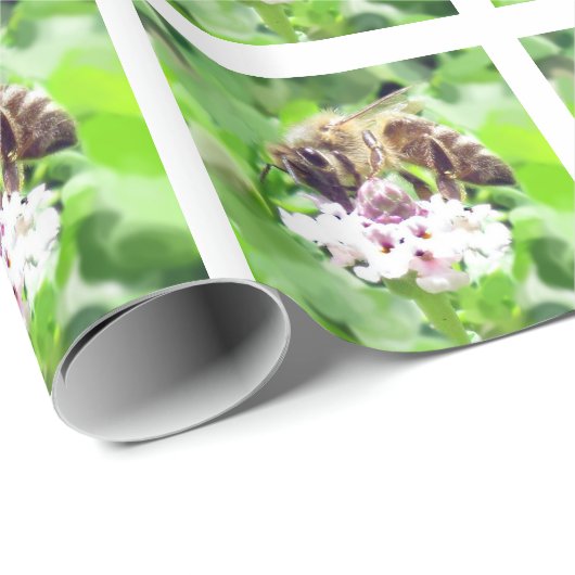 Gift Wrap - Honey Bee on Clover Geschenkpapier (Rolleneckpunkt)