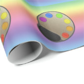 Gift Wrap - Malerpalette auf Rainbow-Hintergrund Geschenkpapier (Rolleneckpunkt)