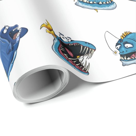 Gift Wrap Paper Funny Sea Fish Monsters Schwanz Ki Geschenkpapier (Rolleneckpunkt)