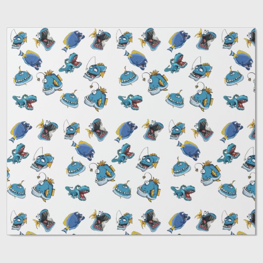 Gift Wrap Paper Funny Sea Fish Monsters Schwanz Ki Geschenkpapier (Flach)