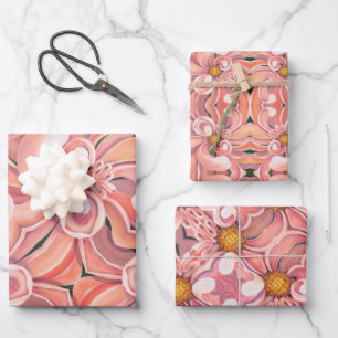 Gift Wrap Paper Peachy Pink Dahlia Geschenkpapier Set