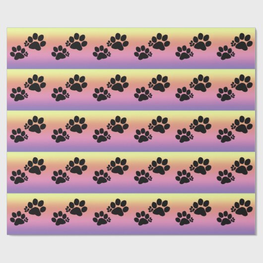 Gift Wrap - Polydactyl Paw Prints auf Regenbogen Geschenkpapier (Flach)