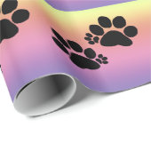 Gift Wrap - Polydactyl Paw Prints auf Regenbogen Geschenkpapier (Rolleneckpunkt)