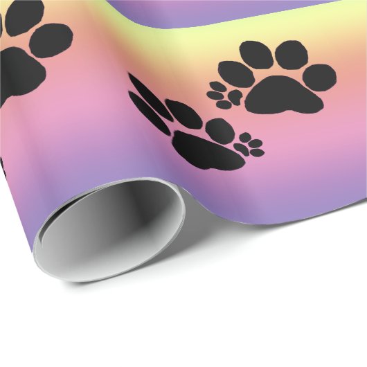 Gift Wrap - Polydactyl Paw Prints auf Regenbogen Geschenkpapier (Rolleneckpunkt)