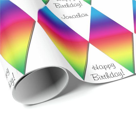 Gift Wrap - Rainbow Diamonds mit Text Geschenkpapier (Rolleneckpunkt)