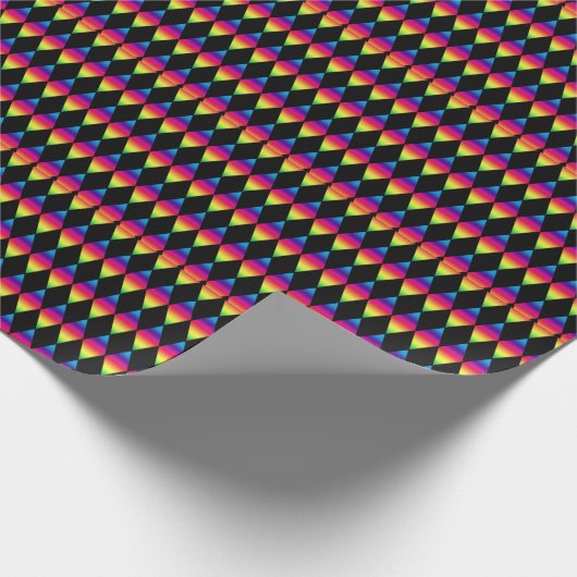 Gift Wrap - Rainbow Diamonds on Black Geschenkpapier (Ecke)