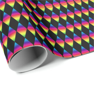 Gift Wrap - Rainbow Diamonds on Black Geschenkpapier
