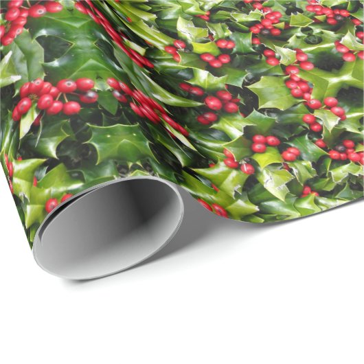 Gift Wrap Roll Holly Berries Geschenkpapier (Rolleneckpunkt)