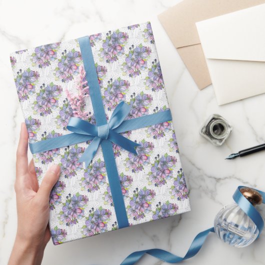 Gift Wrap Roll - Lavender & Pink Flowers Geschenkpapier (Schenken)