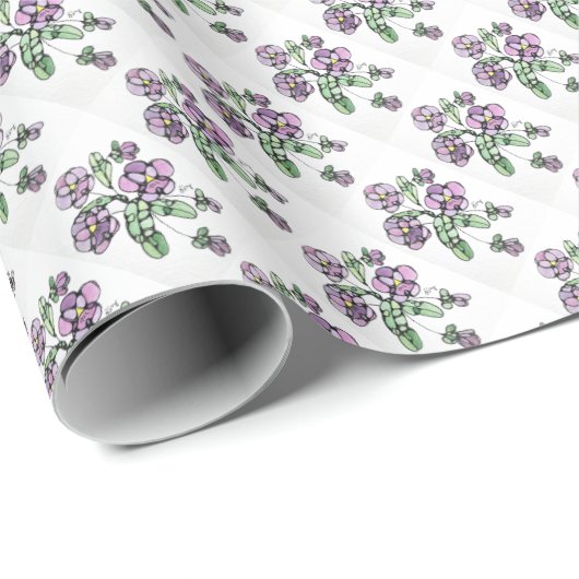 Gift Wrap Roll - Lila Stiefmütterchen - NGA Wasser Geschenkpapier (Rolleneckpunkt)