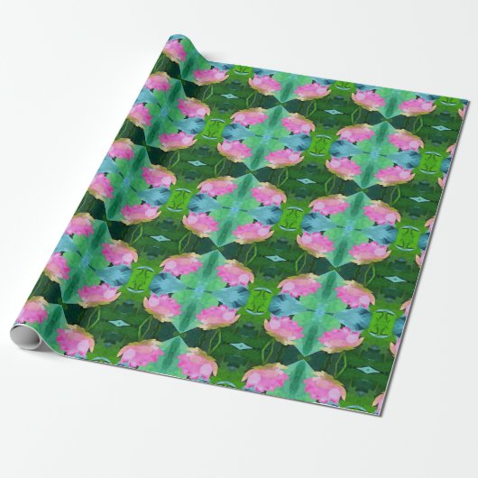Gift Wrap Roll Pink Wasserfarbe Lotus Geschenkpapier (Ungerollt)