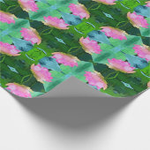 Gift Wrap Roll Pink Wasserfarbe Lotus Geschenkpapier (Ecke)