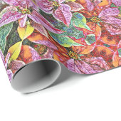 Gift Wrap Roll SG Red & Pink Poinsettias Geschenkpapier (Rolleneckpunkt)