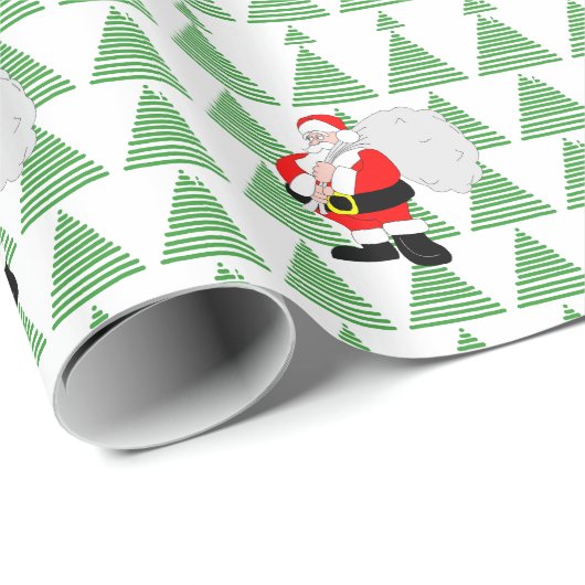 Gift Wrap - Santa und Bäume Geschenkpapier (Rolleneckpunkt)