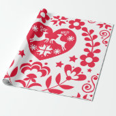 GIFT WRAP SCANDINAVIAN FOLK PATTERN CHRISTMAS GESCHENKPAPIER (Ungerollt)