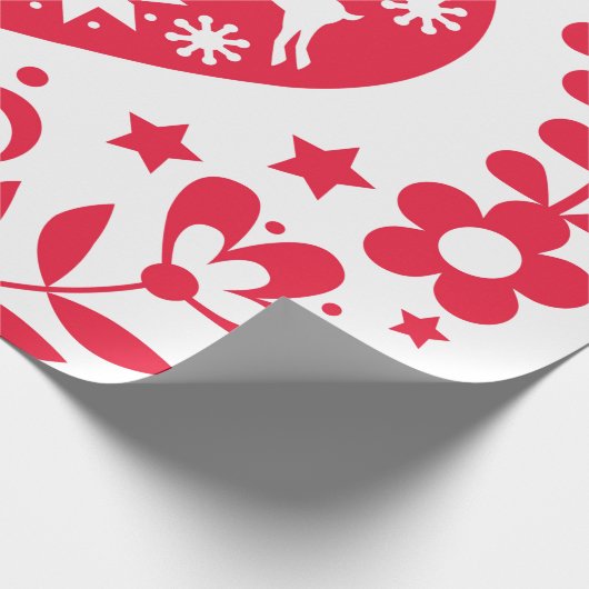 GIFT WRAP SCANDINAVIAN FOLK PATTERN CHRISTMAS GESCHENKPAPIER (Ecke)