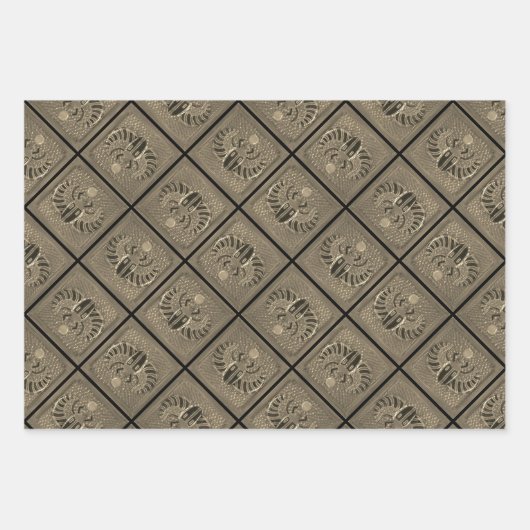 Gift Wrap set of 3 sheets golden Scarabs Geschenkpapier Set (Vorderseite 2)