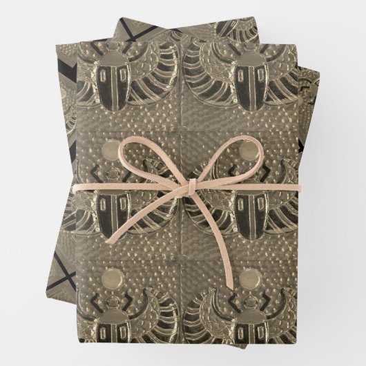 Gift Wrap set of 3 sheets golden Scarabs Geschenkpapier Set (Beispiel)