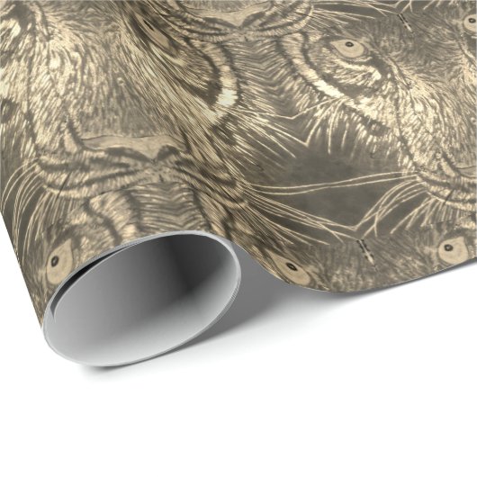 Gift Wrap - Tiger Eyes in Sepia Geschenkpapier (Rolleneckpunkt)