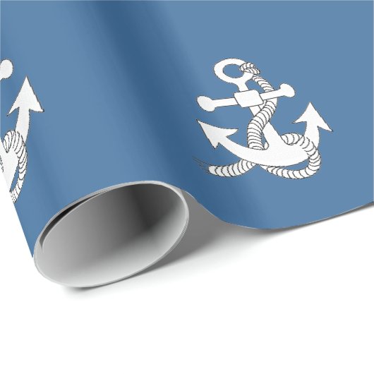 Gift Wrap - Weißer Anker Geschenkpapier (Rolleneckpunkt)