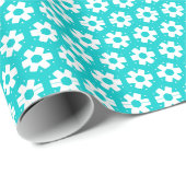 Gift Wrap - White Florets on Blue Geschenkpapier (Rolleneckpunkt)