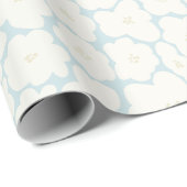 Gift Wrap | White Flowers Light Blue Baby Geschenkpapier (Rolleneckpunkt)