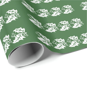 Gift Wrap - White Holly Blätter Geschenkpapier