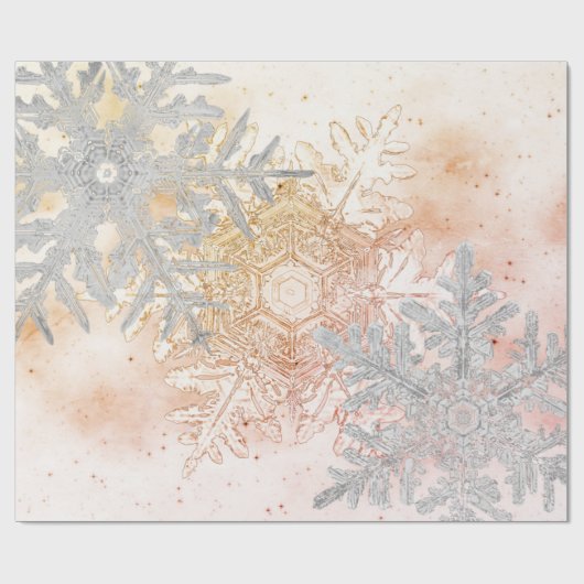 GIFT WRAPPING BENTLEY SNOWFLAKES PEACH AND GRAU GESCHENKPAPIER (Flach)