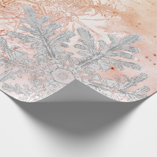 GIFT WRAPPING BENTLEY SNOWFLAKES PEACH AND GRAU GESCHENKPAPIER (Ecke)