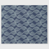 GIFT WRAPPING PAPER BLUE JAPANESE WAVE PATTERN GESCHENKPAPIER (Flach)
