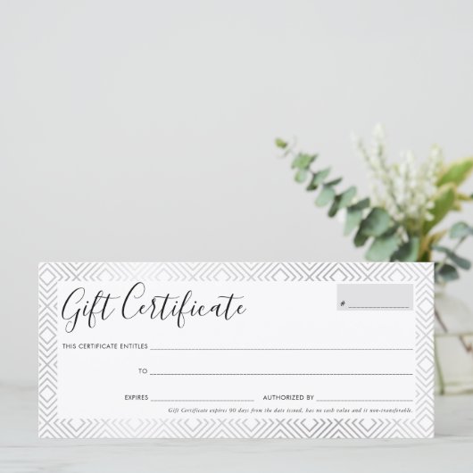 GIFT-ZERTIFIKAT-Stilsilber geometrisches Muster (Stehend Vorderseite)