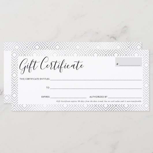 GIFT-ZERTIFIKAT-Stilsilber geometrisches Muster (Vorne/Hinten)