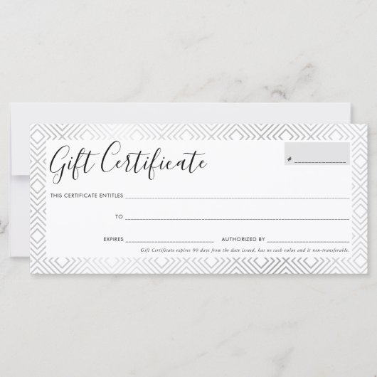 GIFT-ZERTIFIKAT-Stilsilber geometrisches Muster (Vorderseite)