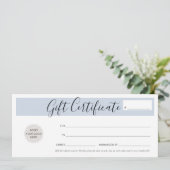 GIFT ZERTIFIKATE chic Business Gutschein blass bla Einladung (Stehend Vorderseite)