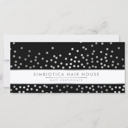 GIFT ZERTIFIKATE Moderne Glam Punkte silber schwar (Rückseite)