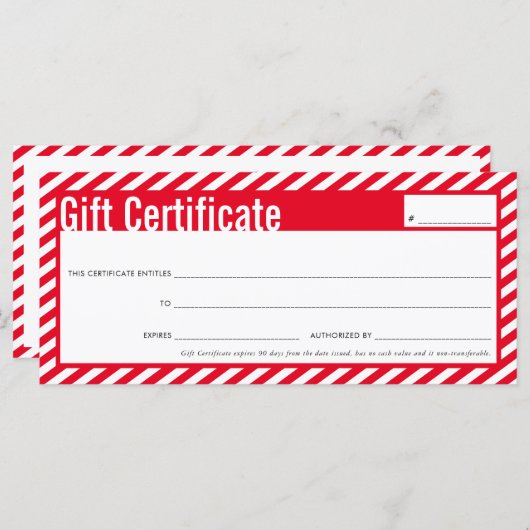 GIFT ZERTIFIKATE Moderne Weihnachtsfeiertage Roter (Vorne/Hinten)