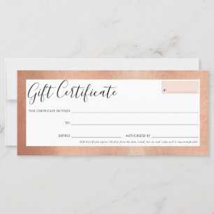 GIFT-ZERTIFIKATE Rose Gold aus elegantem Glas
