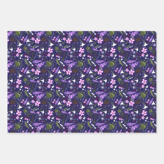 Giftgarten | Lila Sammlung Geschenkpapier Set (Vorderseite)