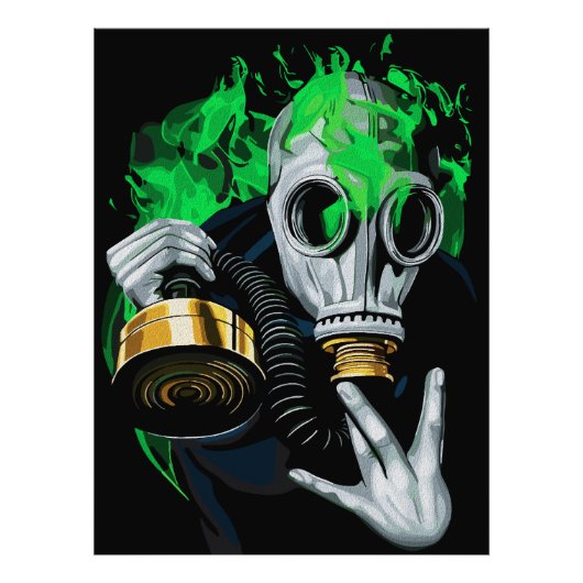 Giftgasmaske: Neonflames Fotodruck (Vorne)